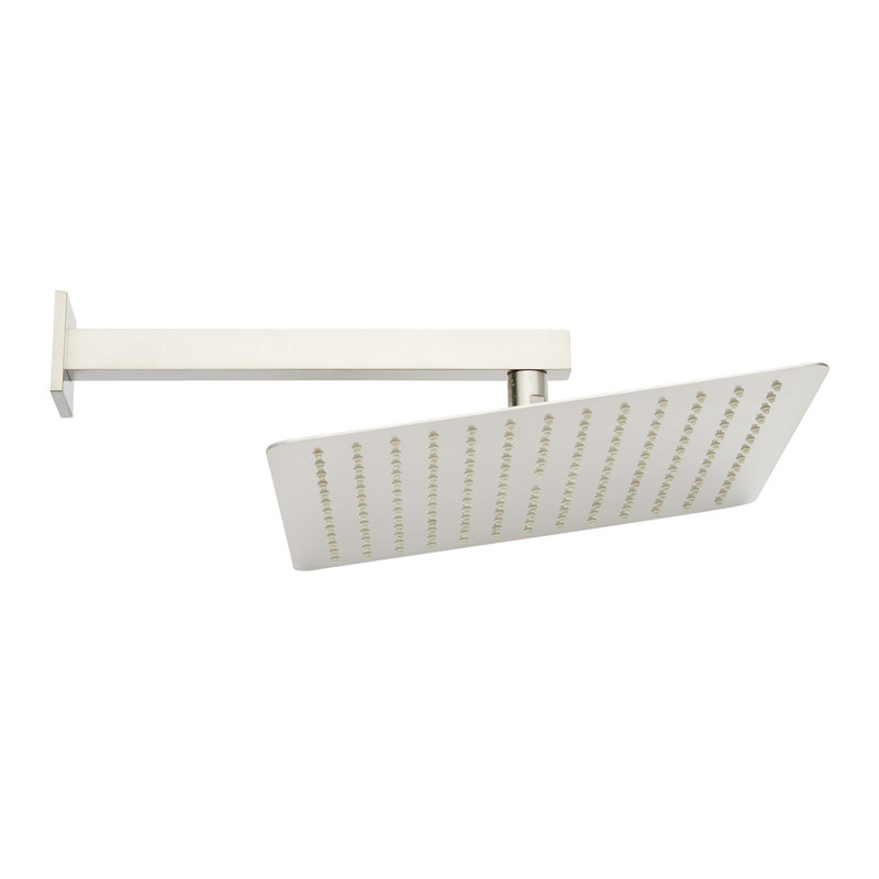 18" Modern Square Rainfall Shower Head with Wall Mount Shower Arm, Brushed Nickel