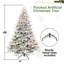 Arbre de Noël artificiel floqué pré-éclairé avec lumières incandescentes blanc chaud, pointes, pin enneigé PE + PVC avec branches à mémoire de forme partielle, support en métal pliable pour les fêtes-2113014338