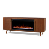 Morris 72" Mid-Century TV Stand with Electric Fireplace by Real Flame