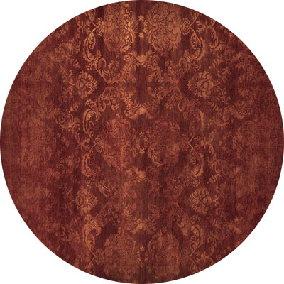 Tapis en laine / polyester tissé à la machine de couleur unie rouge foncé Junayah
