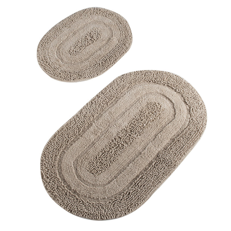 Luxurious Cotton Bathmat Set (2 Pieces), Antibacterial, Non-Slip, 19.7 x 23.6 inches & 23.6 x 39.4 inches | 100% Cotton, 1.76 lbs, 0.5 in Pile Height | Machine Washable, Perfect for Bathroom Comfort & Safety