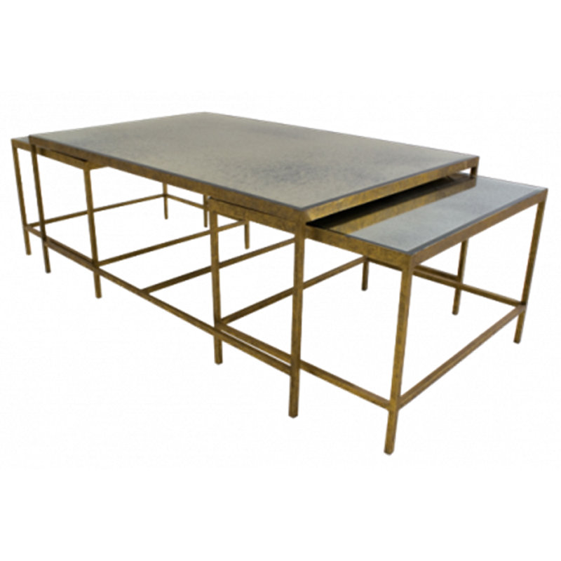 Jonathan 3 Piece Coffee Table Set, Gold