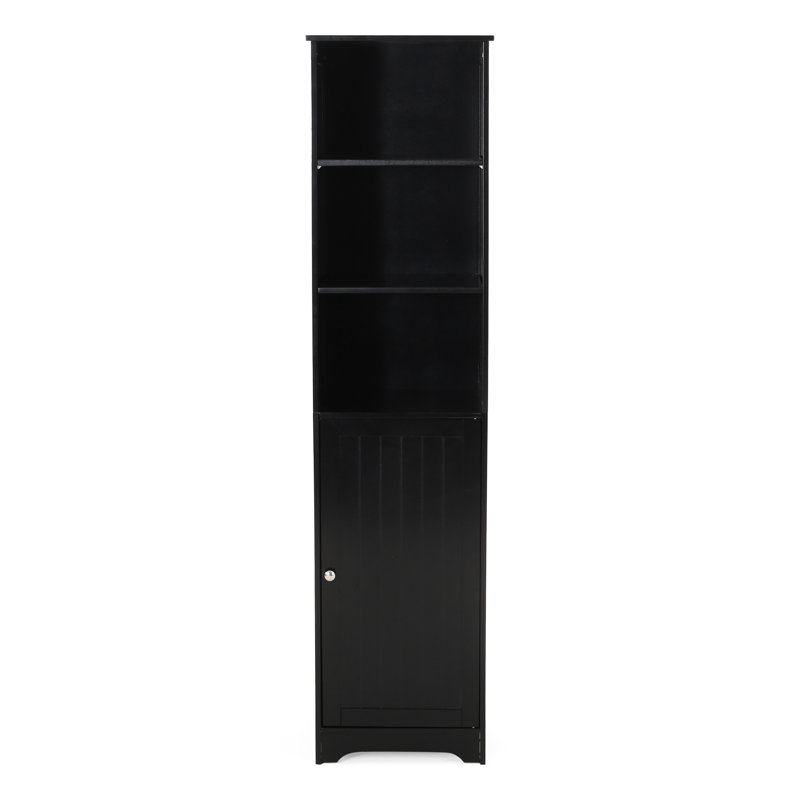 Armoire de salle de bain moderne en faux bois noir, l 15,67 po x l 14,61 po x H 62,6 po, compacte pour les accessoires, assemblage requis avec du bois - moderne, rangement et style