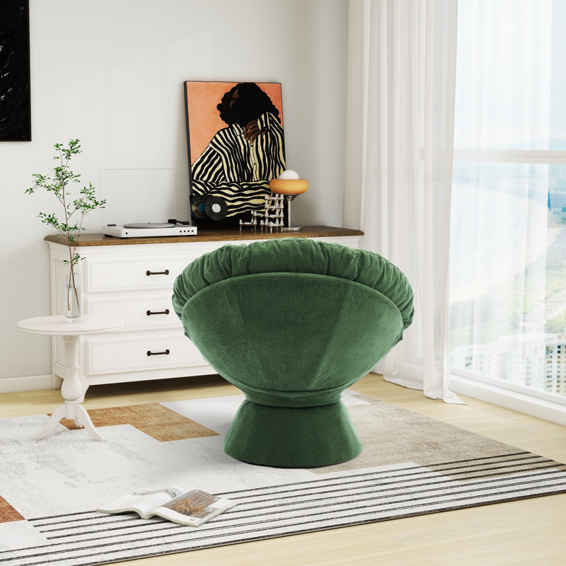 Fauteuil d'appoint pivotant rembourré, Chenille verte