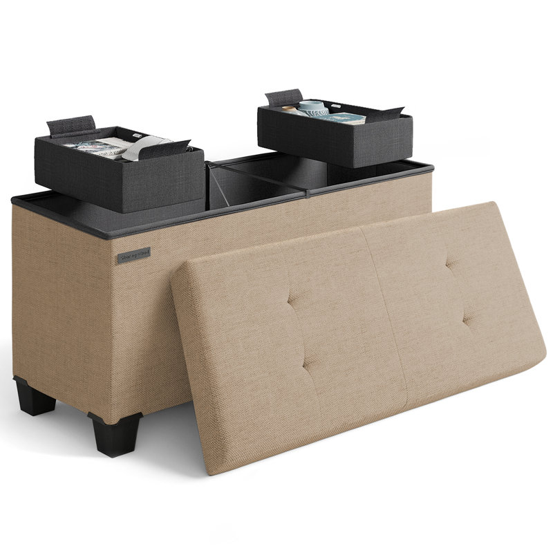 Banc de rangement avec repose-pieds Vérrant, H 15 po x l 30 po x P 15 po, Taupe