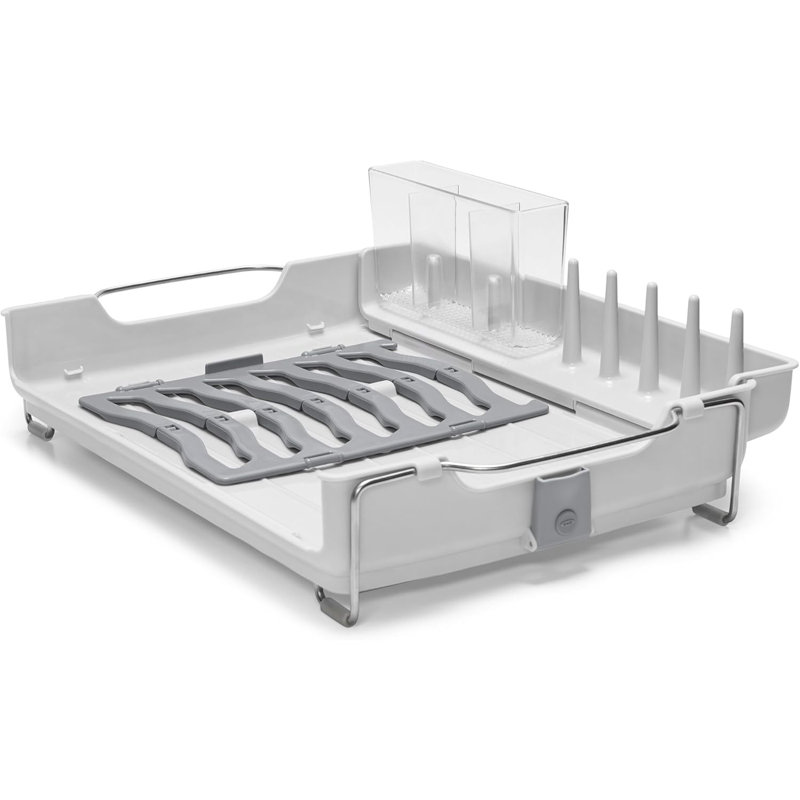 Stainless Steel Foldable Dish Rack with Utensil Cup