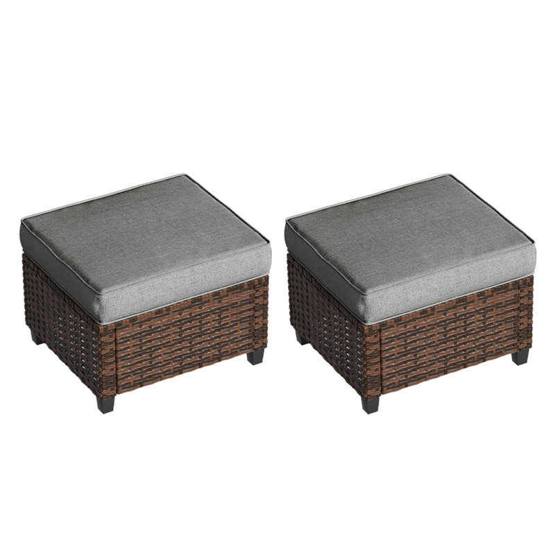 Repose-pieds Mashawna avec coussin Sunbrella®, Gris, Brun