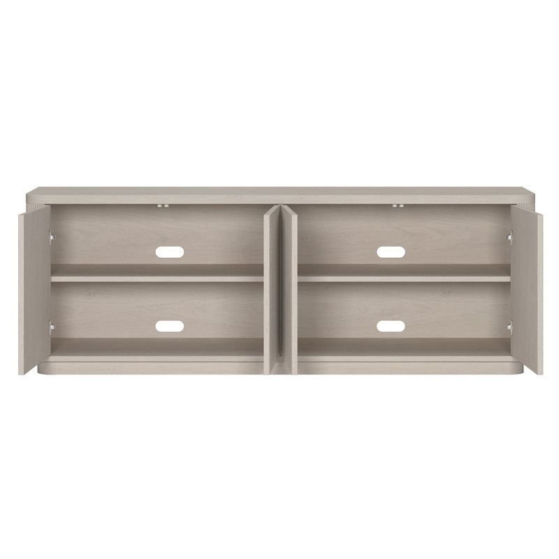 Weybossett Rectangular TV Stand, White Wood Fluting