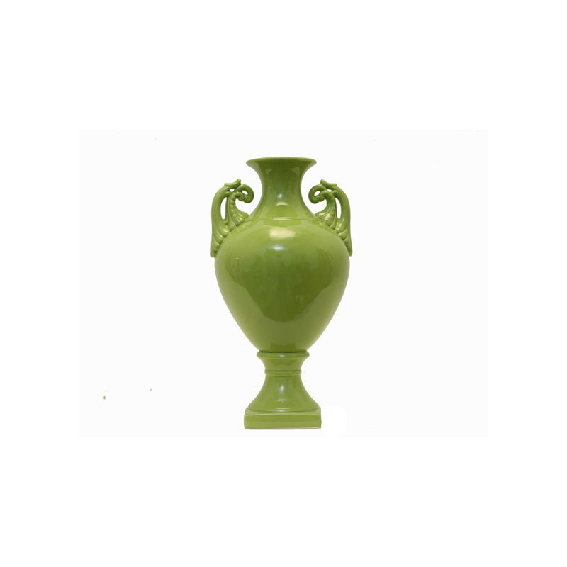 Ceramic Pot White, Green