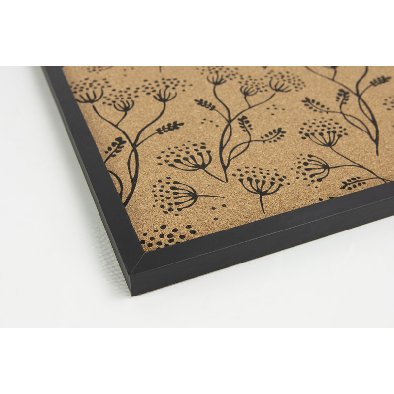 Floral Branch Black Printed Corkboard