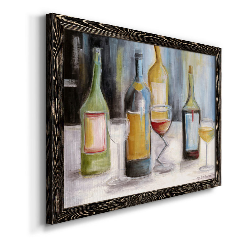 Dégustation de vin - Peinture sur toile encadrée, H 31,5 po x l 23,5 po x P 1,5 po, Toile encadrée noire