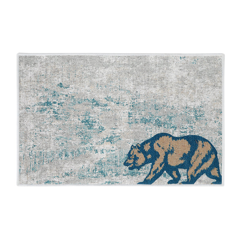 Tapis gris / bleu en coton