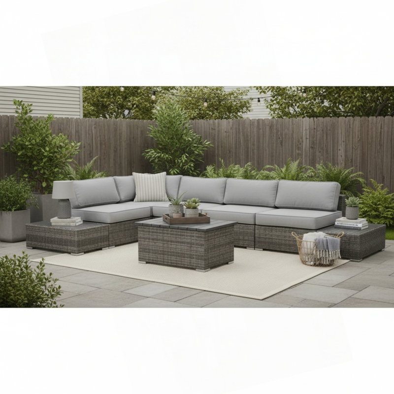 Outdoor 4-Person Rattan Wicker Sofa Set With Cushions – Ready To Use