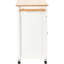 Chariot pour îlot de cuisine en bois massif blanc avec armoire à 4 portes avec tablettes, 2 tiroirs, porte-épices et porte-serviettes, roulettes verrouillables réglables-120266012-120266011