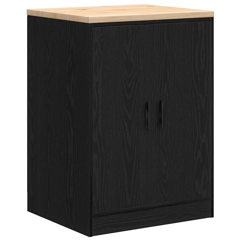 Solid Wood Single Storage Cabinet ( 85cm H x 60cm W x 51cm D), Black