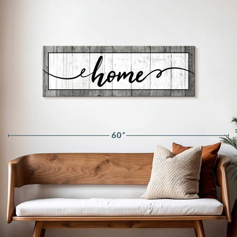 " Wooden Home Typography " by Faithinart, 15" H x 45" W x 1.25" D