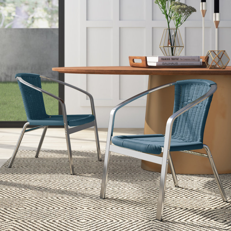 Chaise de patio empilable Herdon, Bleu sarcelle