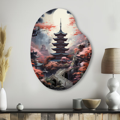 Indalecia Japon Art, pagode mystique - forme irrégulière, art mural japonais, reproduction de sculpture murale asymétrique