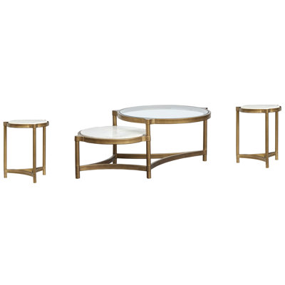 Thurlow Shaped Cocktail Table With 2 Accent Table
