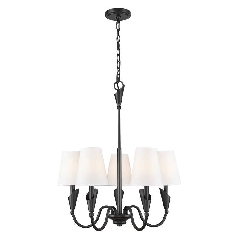 Lustre moderne Elvin, 5 lumières, H 28,5 po x l 24 po x P 24 po, Noir mat