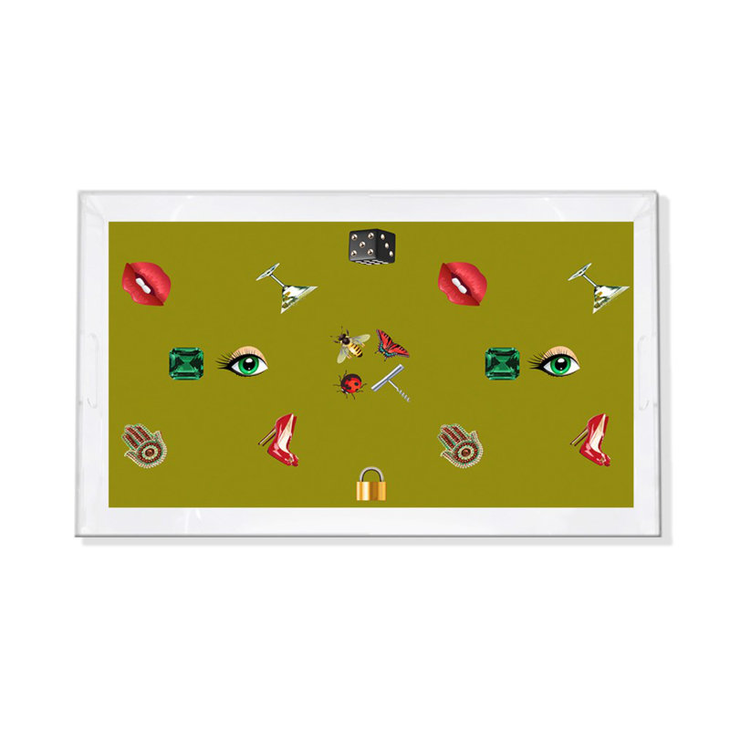 Precise Edge Acrylic Rectangle Decorative Tray, Chartreuse