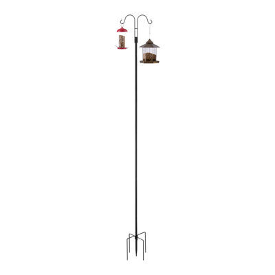 8-Pack Heavy Duty Double Shepherds Hooks for Garden, 92 Inch Rust-Resistant Bird Feeder Poles with 5-Prong Base