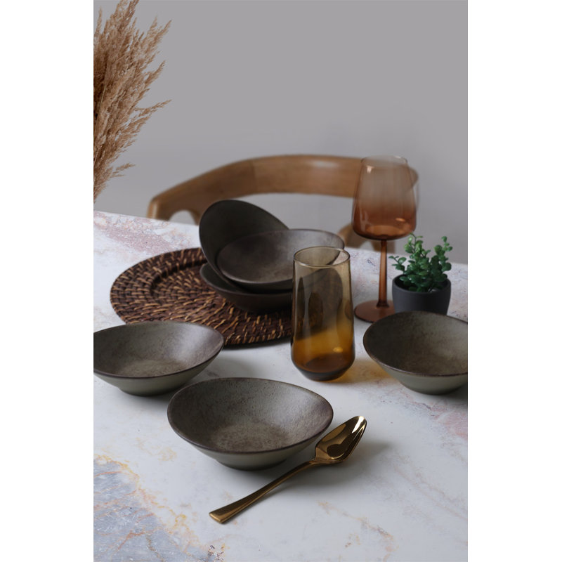 Latitude Run Annsleigh 100% CERAMIC STONEWARE Salad Bowl, Brown