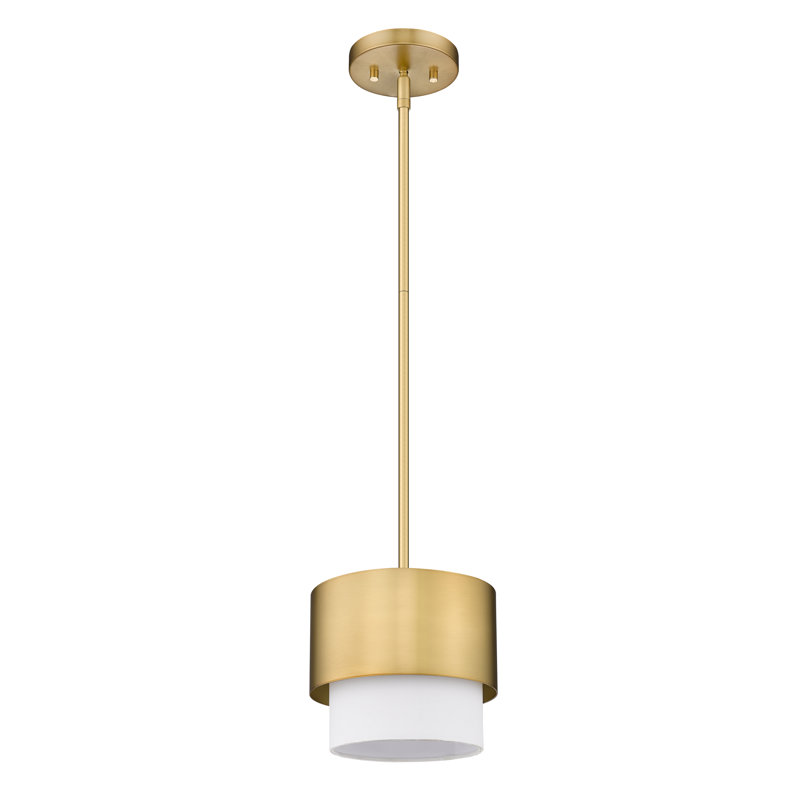 Luminaire suspendu tambour 1 lumière Azurnea, Or moderne, H 87,75 po x l 7,25 po x P 7,25 po