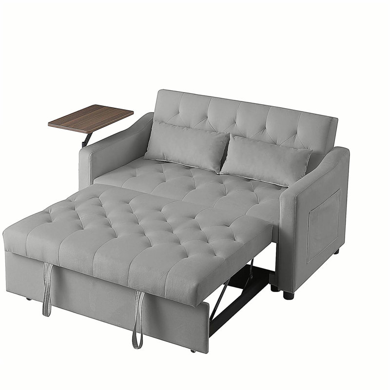 Grey Velvet Sofa Bed, Gray