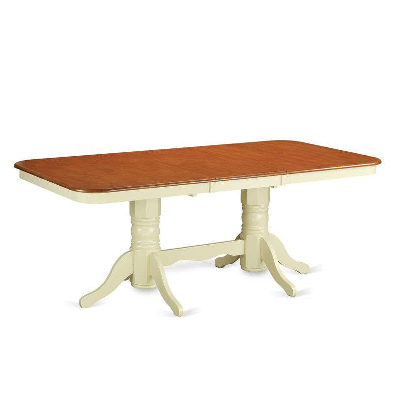 5 Piece Kitchen Table Set for 4 Includes a Rectangle Dining Table with Butterfly Leaf and 4 Dining Room Chairs, Buttermilk & Cherry
