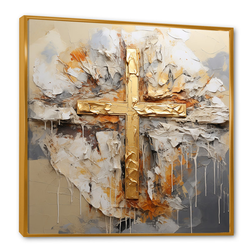 Impression sur toile, art mural doré, H 36 po x l 36 po x P 1,5 po, Cadre flottant doré