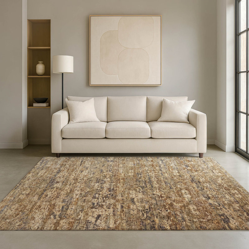 Tapis Ikat Mayfield AMF2324 de qualité supérieure lavable à la machine, Brun, 3 pi x 5 pi