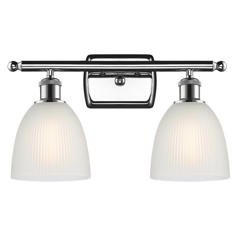 Éclairage pour salle de bain 2 lumières Asdsit, Ampoule incandescente rétro de 60 watts, Blanc, Chrome poli