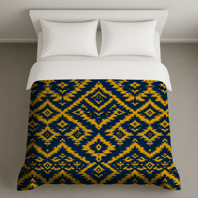Housses de couette à motif géométrique jaune, Queen