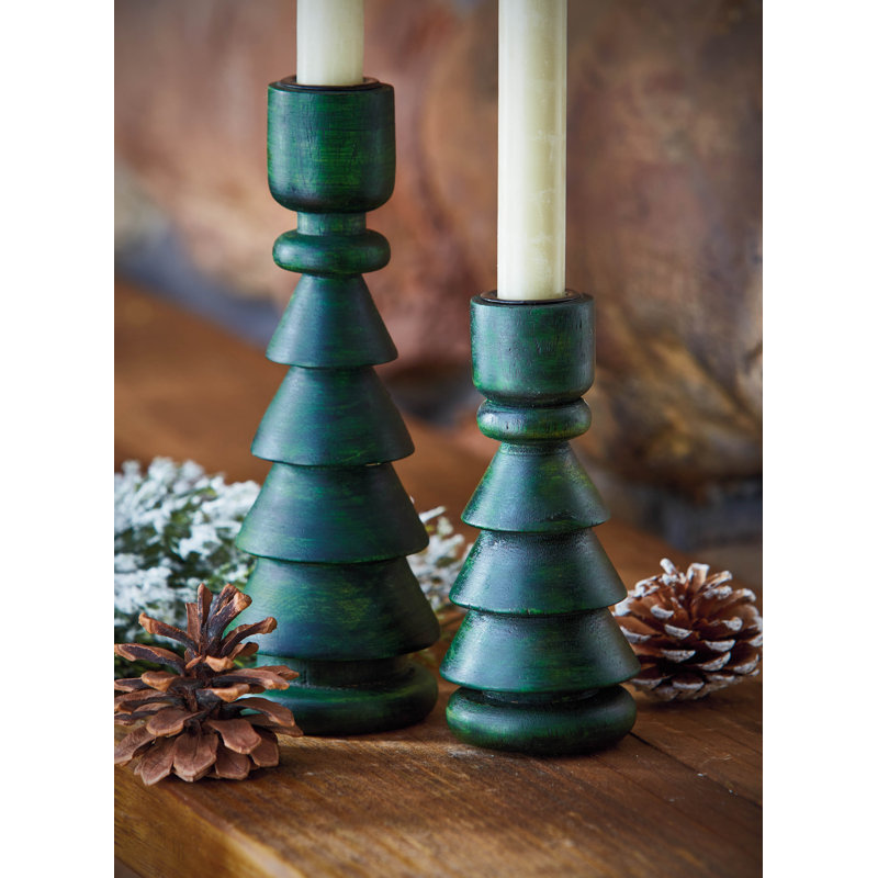  Wood Tree Taper Holder Small, 8'' H x 2.75'' W x 2.75'' D