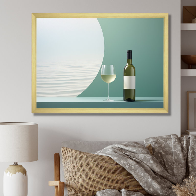 Chablis charme sur toile, Cadre doré simple, H 30 po x l 40 po x P 1,5 po