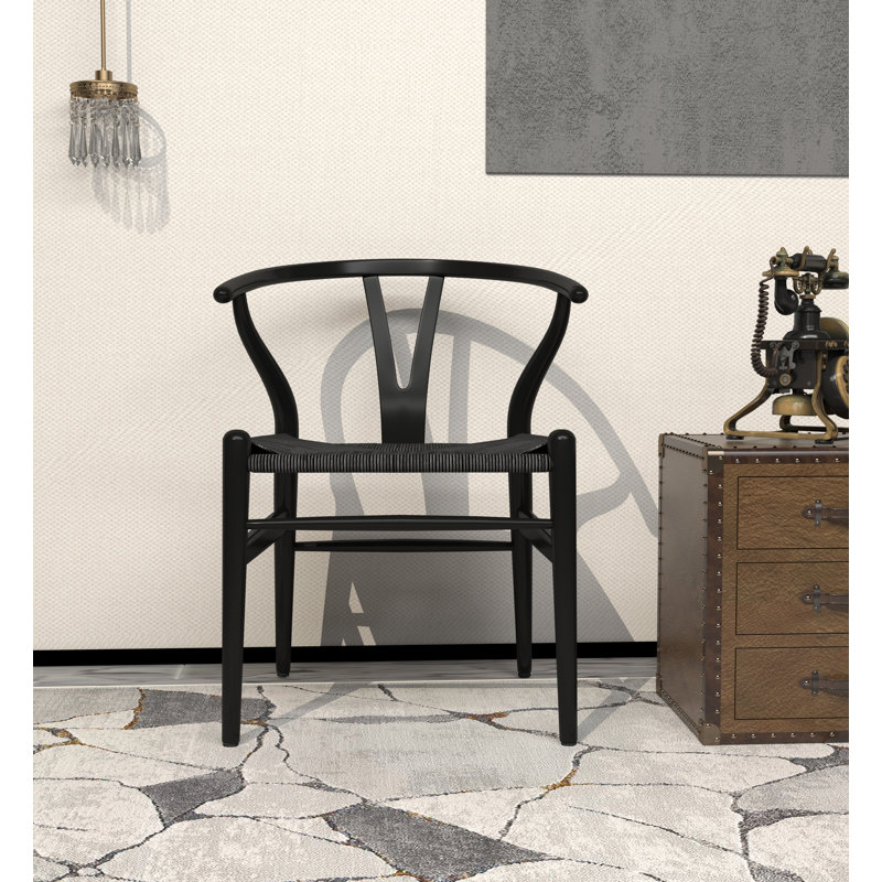 Chaise en bois massif Gunnur, Noir