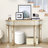 47" Half-Moon Mirrored Console Table With Fluted Glass & Crystal Knob Drawer - Silver Entryway Vanity Desk For Bedroom/Dressing Room(Gold+Sliver)-561677539