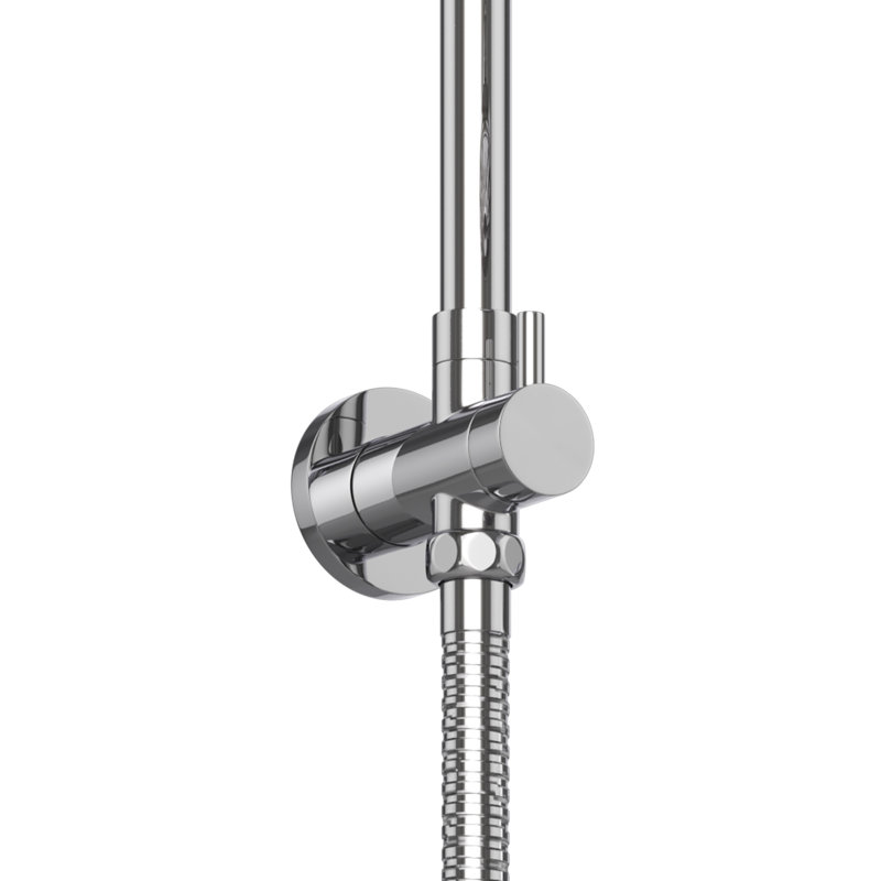 Laguna 8-in Multi-function Showerhead Shower System with Pivoting Shower Arm and Multi-function Handshower, Chrome