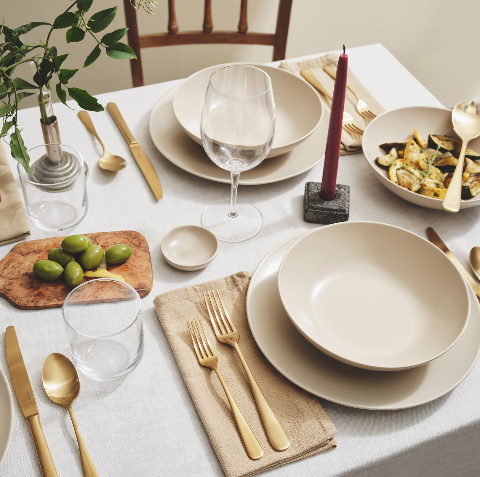 Ceramic Dinnerware Set, Beige
