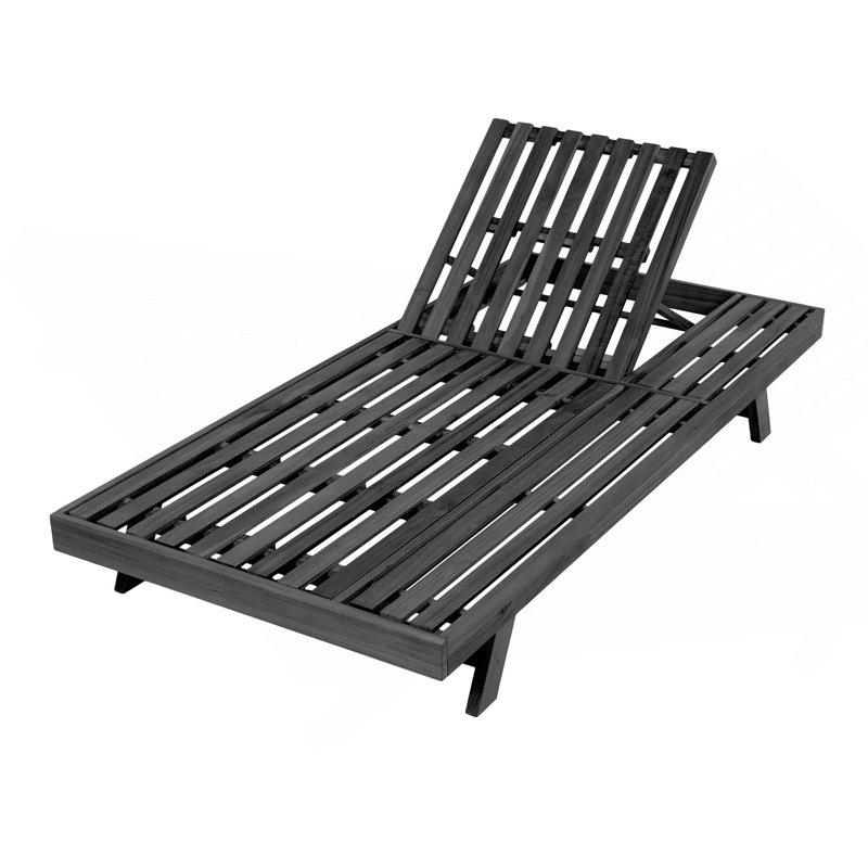 Foldable Acacia Wood Patio Chaise Lounge Chair With Adjustable Backrest And Flat Storage Surface For Outdoor Relaxation