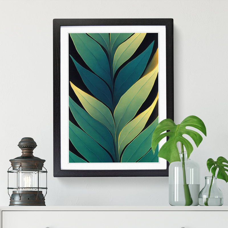 FRM-V0523-1860X Plant Leaf Art Vol.1 - Picture Frame Print, Black, 46cm H x 34cm W x 2cm D
