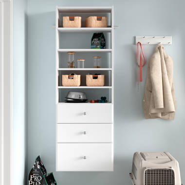 Wood Closet System 30 in. Corner Walk-In Adjustable Shelf Laminate in White  18098225649