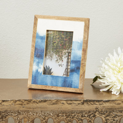 Cadre photo texturé en bois peint