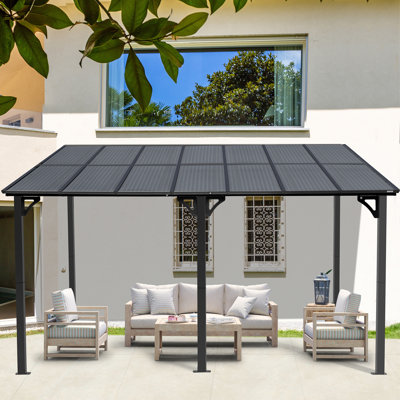 Sour Citrus 12 Ft. W X 10 Ft. D Patio Hardtop Gazebo, Outdoor Pergola With Aluminum Top Bones And Sloping Roof