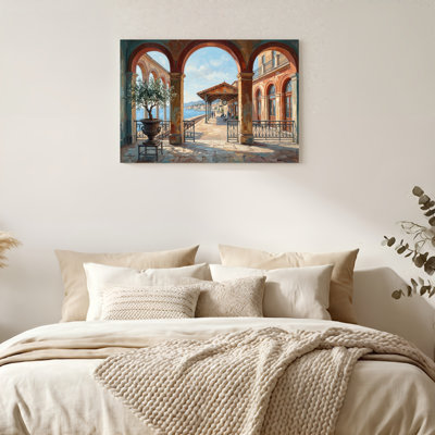 Natural Oak-Look Framed,Canvas Wall Art for Living Room, Bedroom, Office or Entryway – Decorative Wall Decor with Archway View