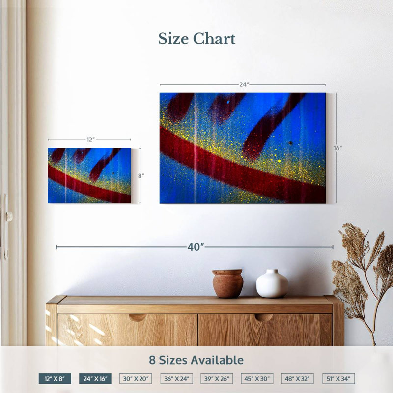 Avery éclaboussé bleu abstrait I, H 16 po x l 24 po