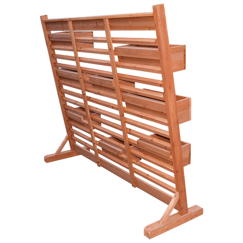 Cypress Wood Vertical Garden Planter Wall with 8 Boxes