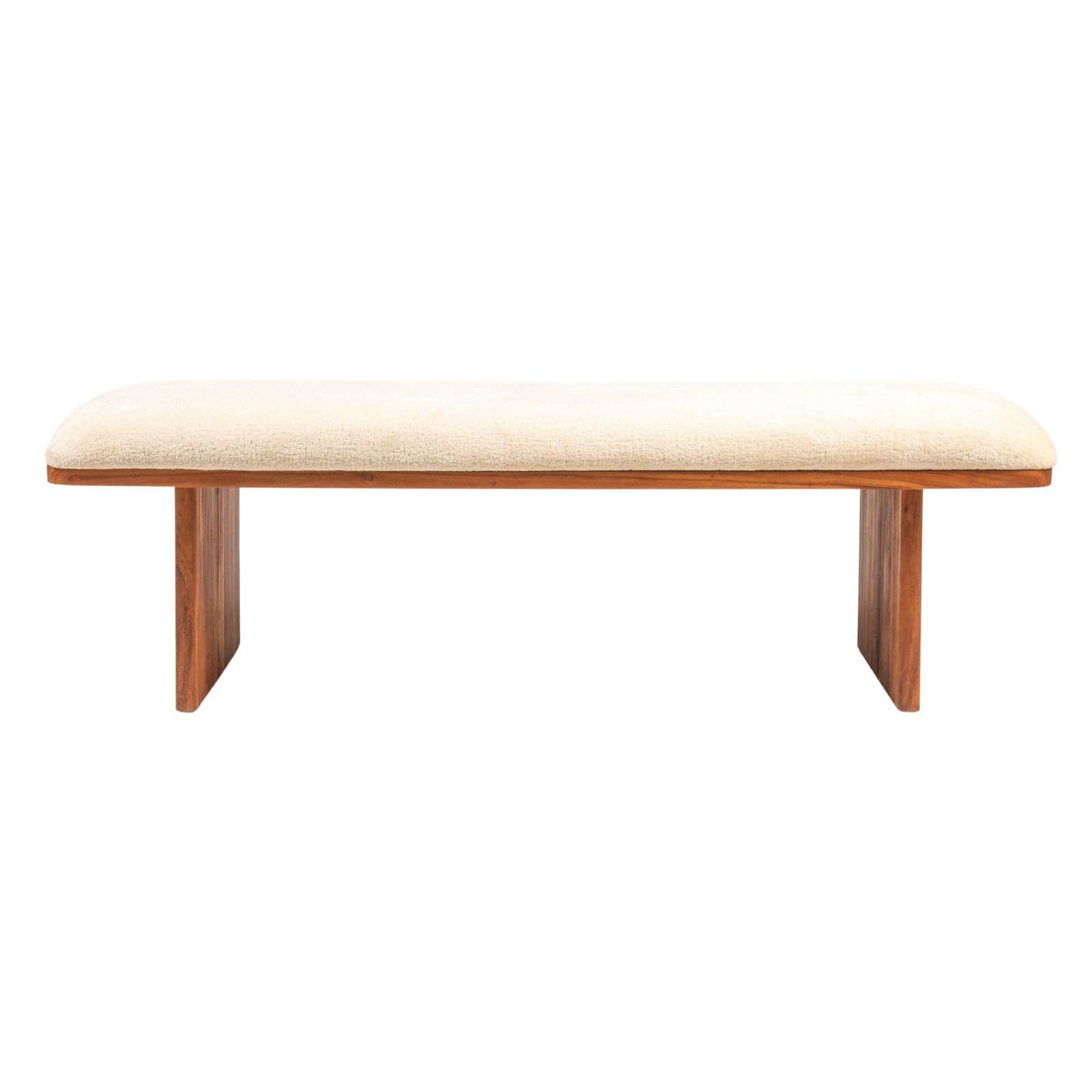 Canal Crushed Velvet and Acacia Wood Bench