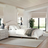 Martha Stewart Amelia Upholstered Platform Bed With Curved Headboard